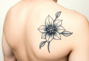 Hong kong flower, no stars inside the flower, the center of the flower is on the right elbow and wraps around the right 
arm. tattoo idea