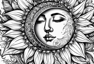 Sunflowers sun and moon tattoo idea