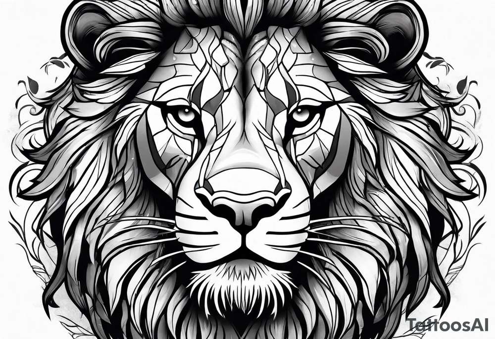 lion with snake hair tattoo idea