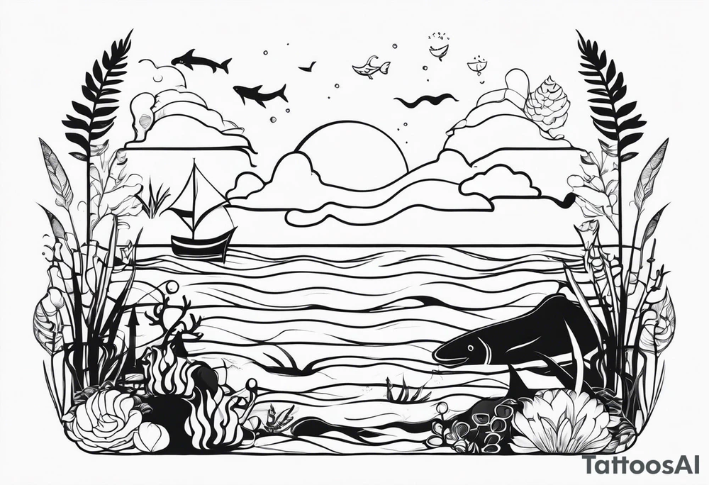 Sea themed foot tattoo tattoo idea