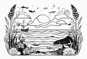 Sea themed foot tattoo tattoo idea