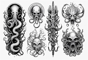 lovecraft mythe long tattoo 
with lot of tentacle for forearm and hand
crazy tattoo idea