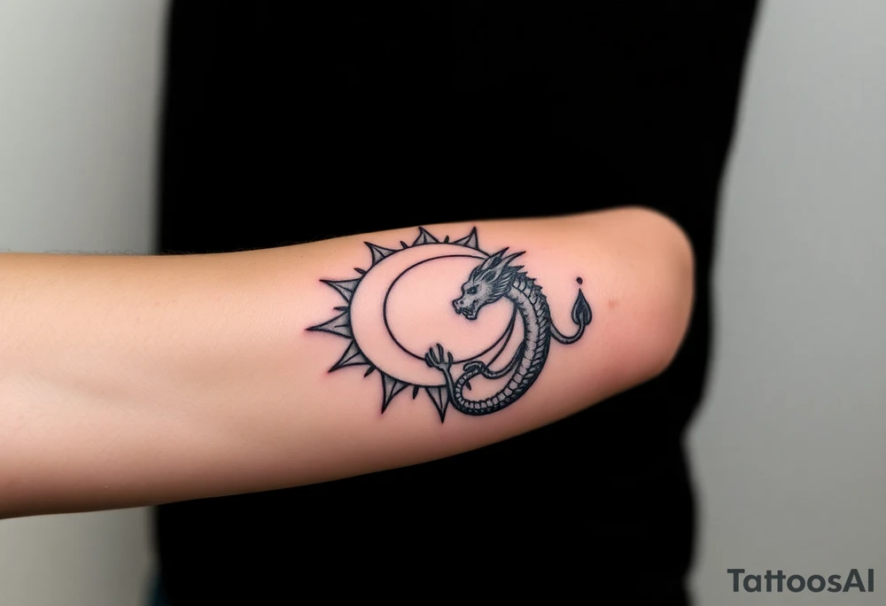 devilish sun and dragon moon in constellation with the universe tattoo idea