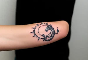 devilish sun and dragon moon in constellation with the universe tattoo idea