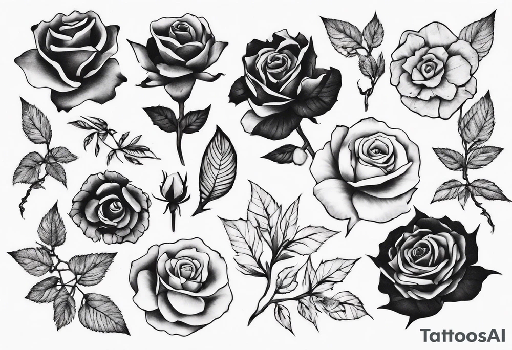 Rosas con una hoja de mota tattoo idea