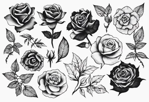 Rosas con una hoja de mota tattoo idea