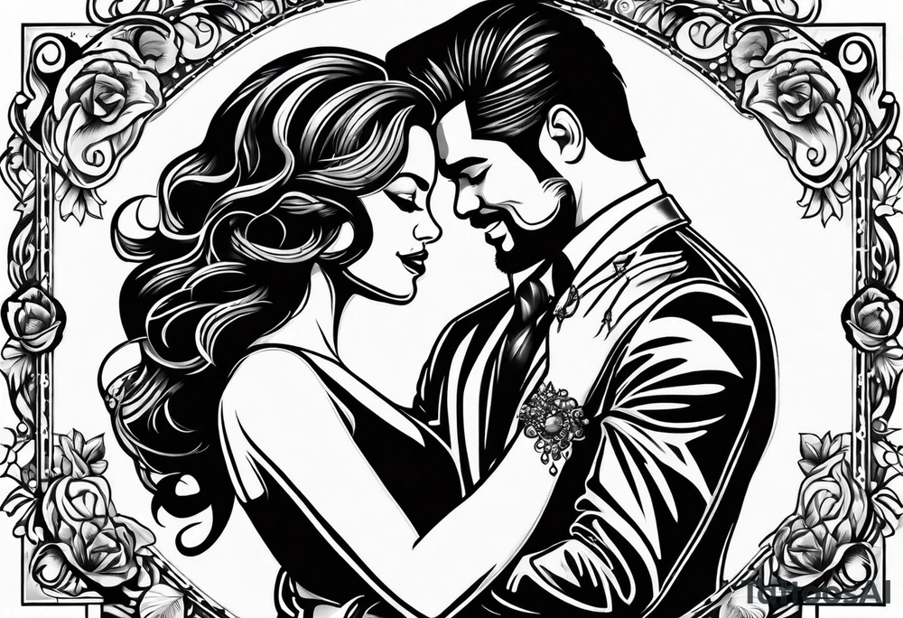 Dancing salsa bachata couple tattoo idea