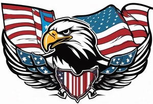 eagle flying holding  American flag with mouth tattoo idea