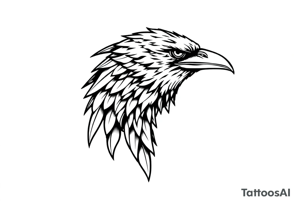 linear abstract raven tattoo idea