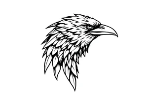 linear abstract raven tattoo idea