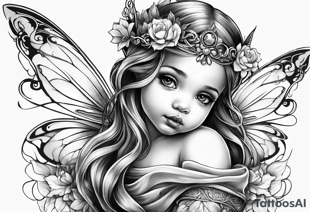 Beautiful fairy  baby tattoo idea