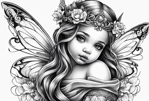 Beautiful fairy  baby tattoo idea