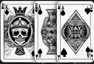 Show Two cards, king of hearts and the Ace of spades behind it tattoo idea