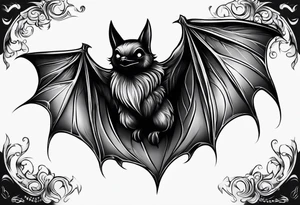 Black bat drawing tattoo idea