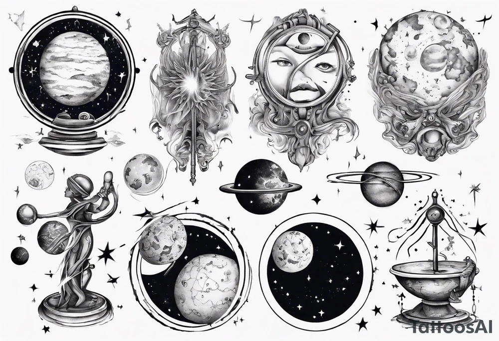 Astronomy, planet, zofiac, libra tattoo idea