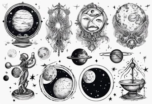 Astronomy, planet, zofiac, libra tattoo idea