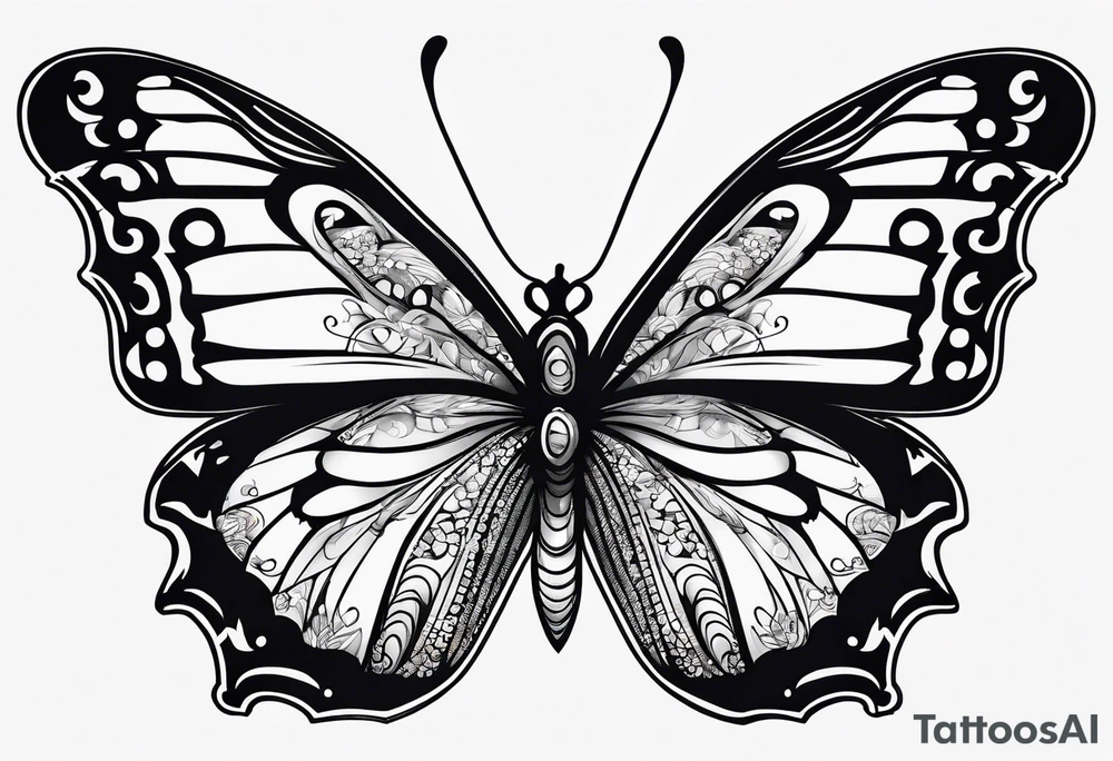 Butterflies and NCJB letters tattoo idea