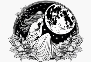 The moon depicted as a female figure tattoo idea