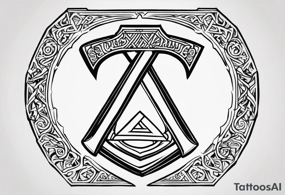 Valhalla sword 
shield axe Valknut tattoo idea