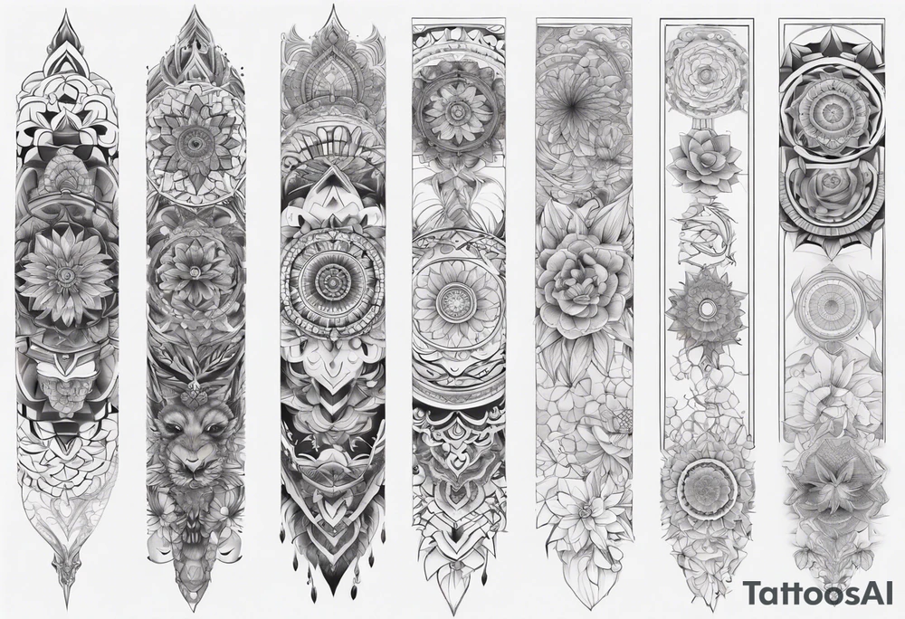 mandala full leg sleeve tattoo idea