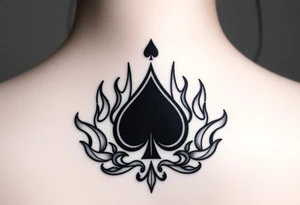 Q of spades surrounded by flames tattoo idea