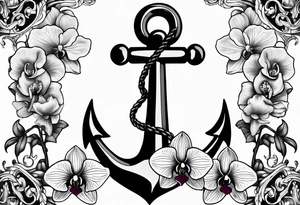 An anchor and orchids tattoo idea