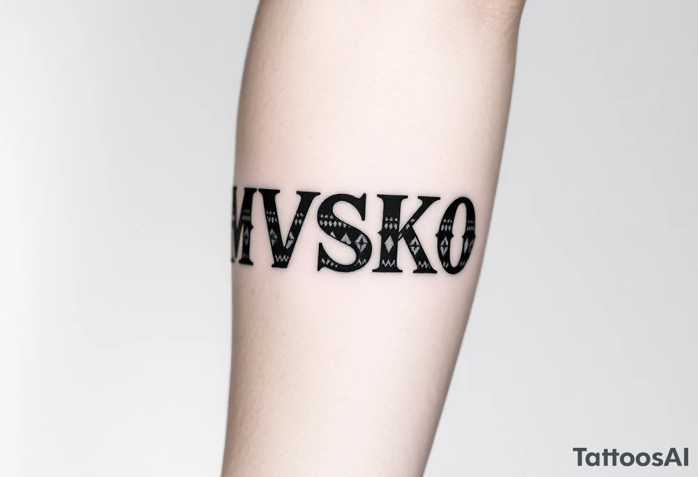 “MVSKOKE” shaded with Native American print tattoo idea