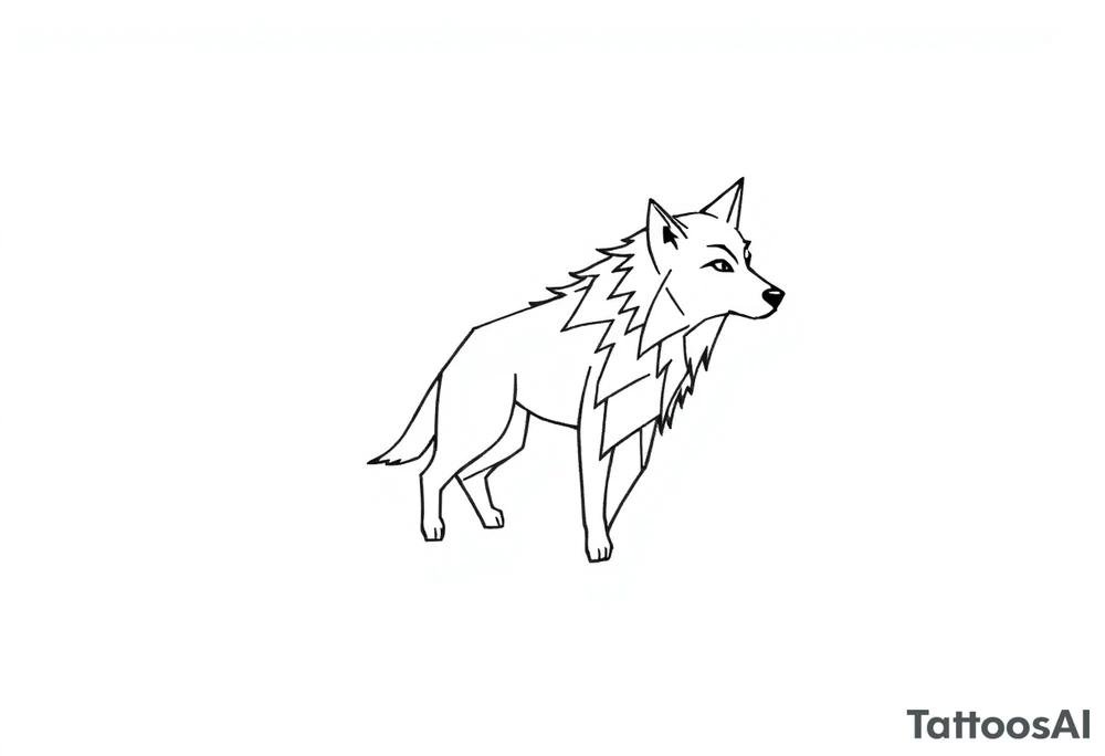 Geometric friendly  wolf tattoo idea