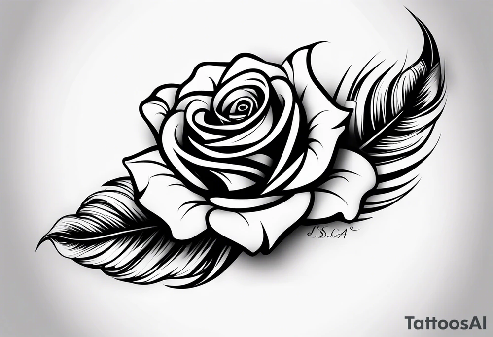 fore arm tattoo
a feather including a stylish rose with first name Isa encrypted tattoo idea