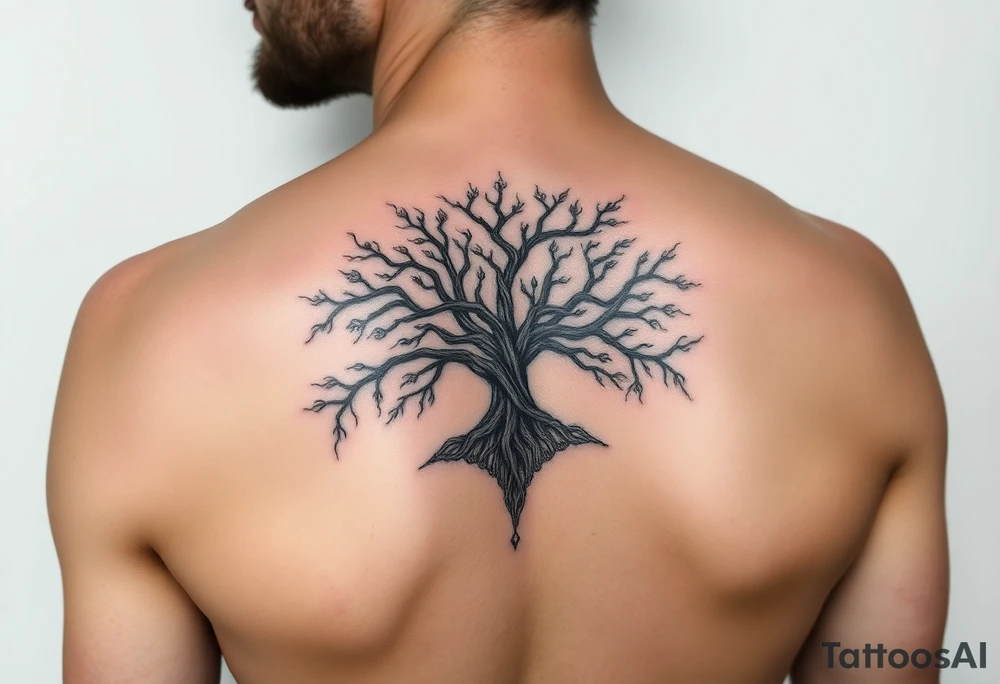 yggadrisl tree of life with circle. Jai , Phoebe, Imogen, Matilda in the circle tattoo idea