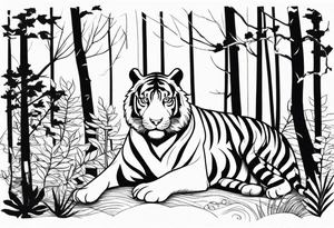 Tiger Lurking in the Forest tattoo idea
