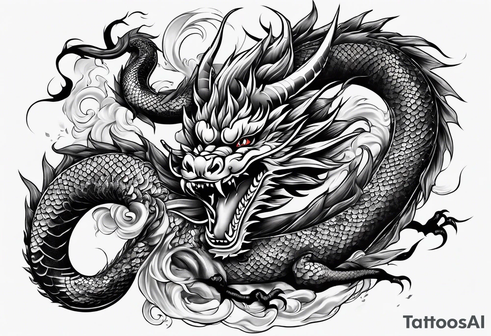 give me an asian gangster style tattoo with a dragon for the back tattoo idea