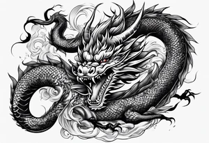give me an asian gangster style tattoo with a dragon for the back tattoo idea