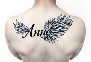 the name Anne in a burning phoenix feather tattoo idea