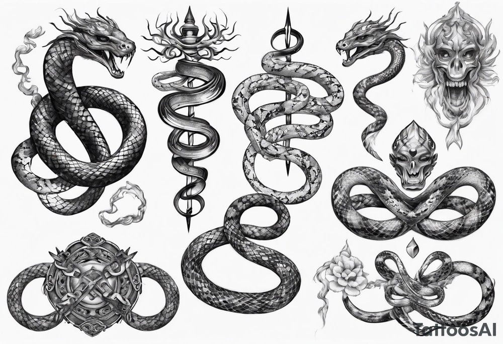 sacred snakes around a vajra tattoo idea