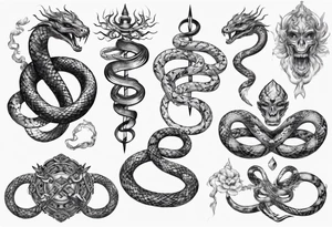 sacred snakes around a vajra tattoo idea