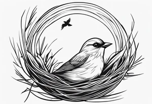 A bird with nest tattoo idea