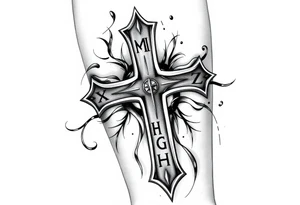 Cross tattoos for arm with Roman numerals for kids birthday tattoo idea