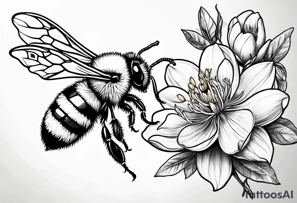 Bumblebee and magnolia tattoo idea
