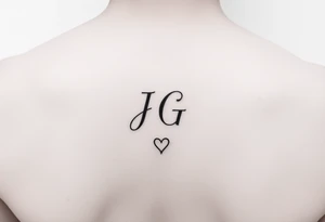 intials JG with a small heart at the bottom tattoo idea