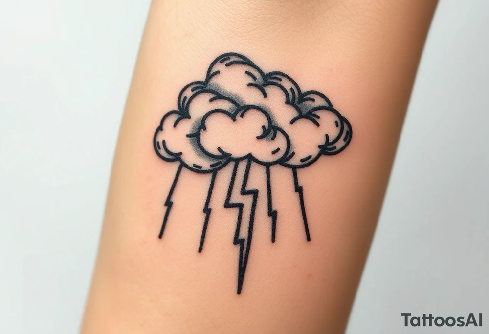 Black storm clouds with rain falling & lightning bolts striking down tattoo idea