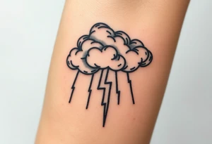 Black storm clouds with rain falling & lightning bolts striking down tattoo idea