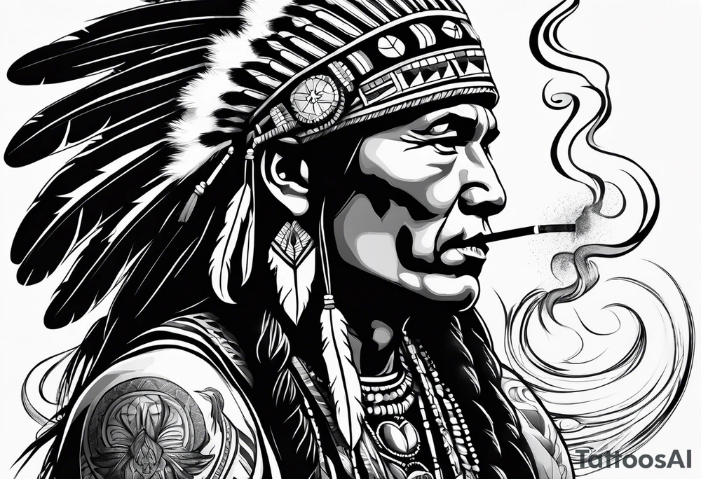 Native American Smoking tattoo idea