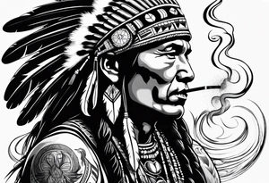 Native American Smoking tattoo idea