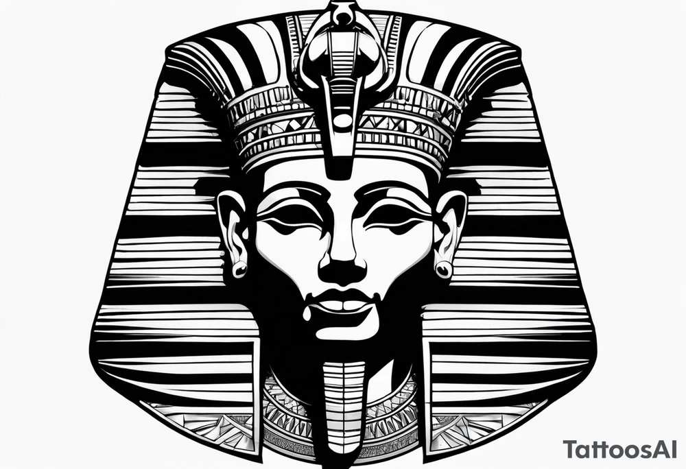 I want a Egyptian pharaoh skeleton in a headress facing the side full realistic detail for a tattoo tattoo idea