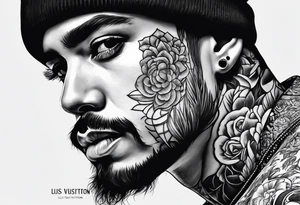 self portrait with a face tat that says tdm tattoo idea