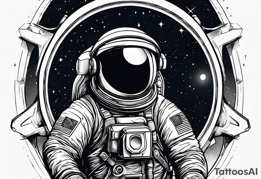 A astronaut a black hole tattoo idea