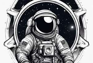 A astronaut a black hole tattoo idea