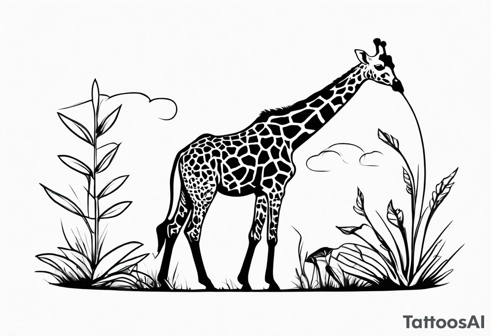 giraffe feeding tattoo idea