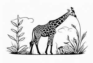 giraffe feeding tattoo idea